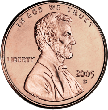 2005 US cent, obverse side]